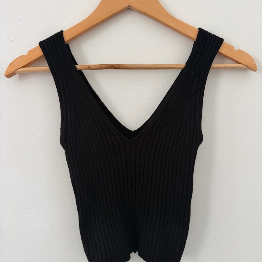 Madewell Black Ribbed V-Neck Tank